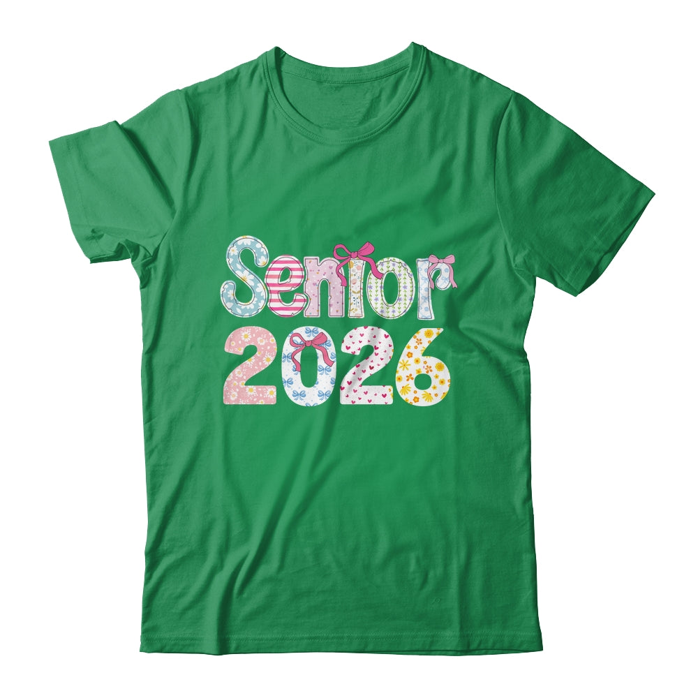 Senior 2026 Pastel Floral Class Of 2026 Girls Coquette Bow Shirt & Hoodie | siriusteestore