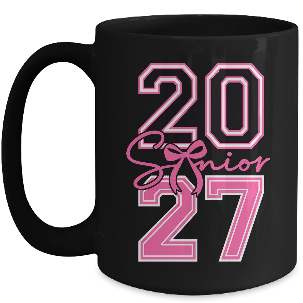 Senior 2027 Class Of 2027 Coquette Pink Bow Graduation Girl Mug | siriusteestore