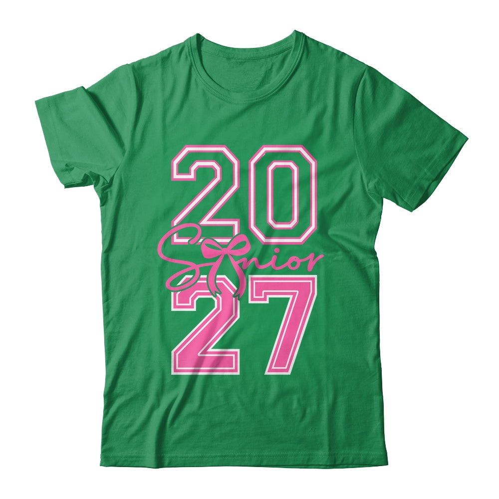 Senior 2027 Class Of 2027 Coquette Pink Bow Graduation Girl Shirt & Hoodie | siriusteestore