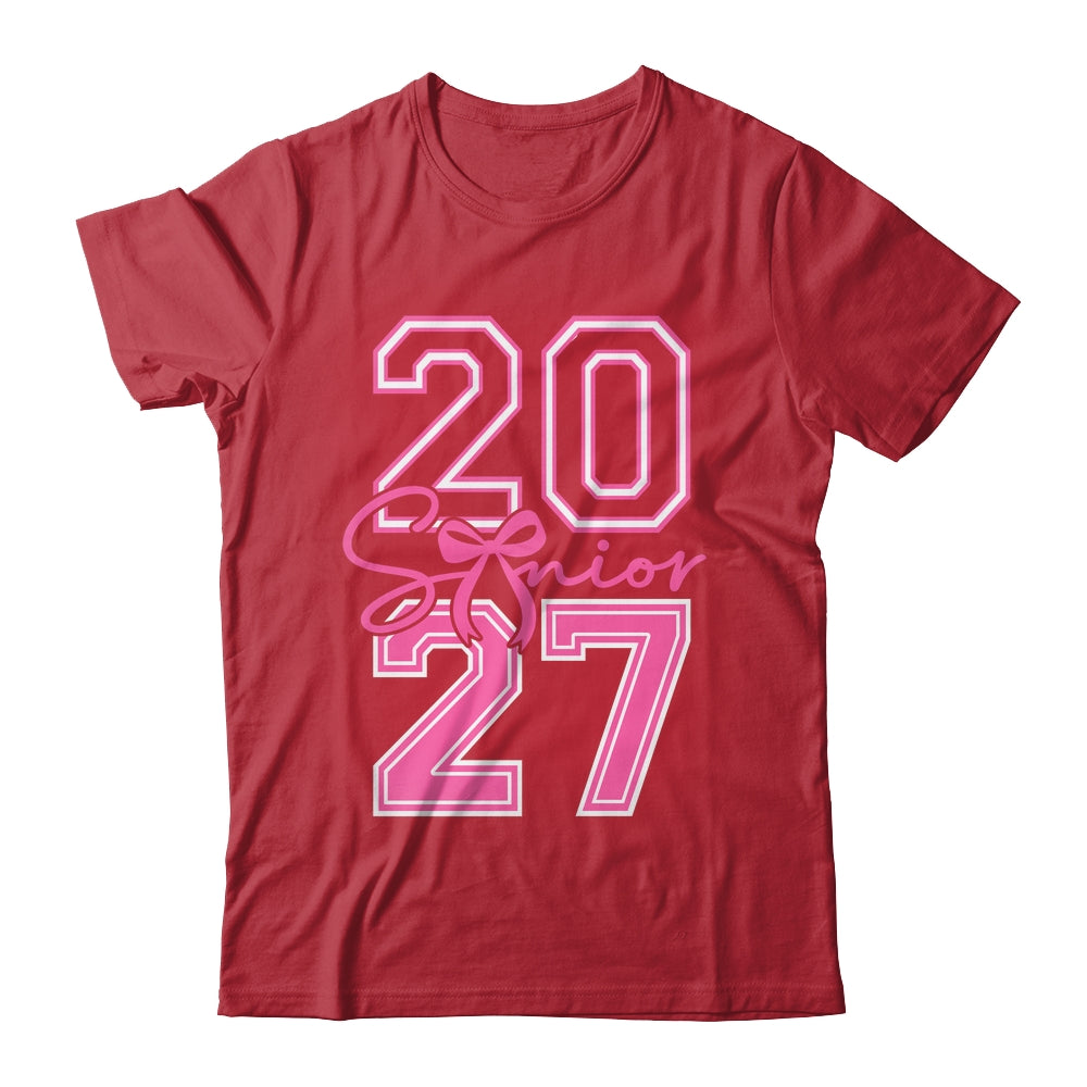 Senior 2027 Class Of 2027 Coquette Pink Bow Graduation Girl Shirt & Hoodie | siriusteestore