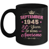 September 1945 80 Years Of Being Awesome Retro 80th Birthday Mug | siriusteestore