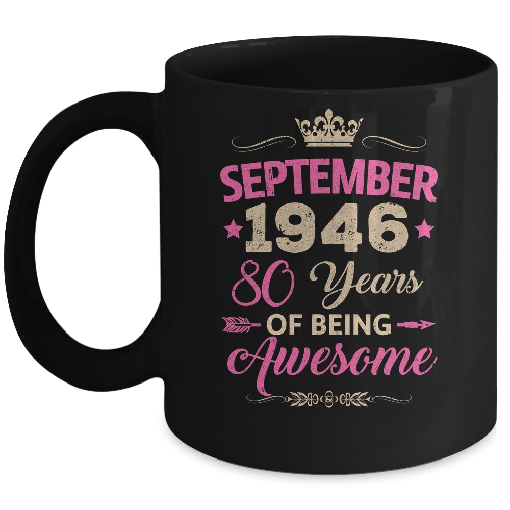 September 1946 80 Years Of Being Awesome Retro 80th Birthday Mug | siriusteestore