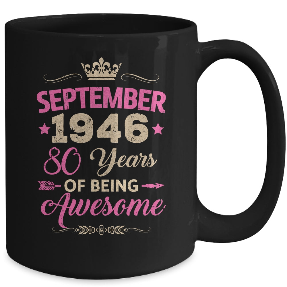 September 1946 80 Years Of Being Awesome Retro 80th Birthday Mug | siriusteestore