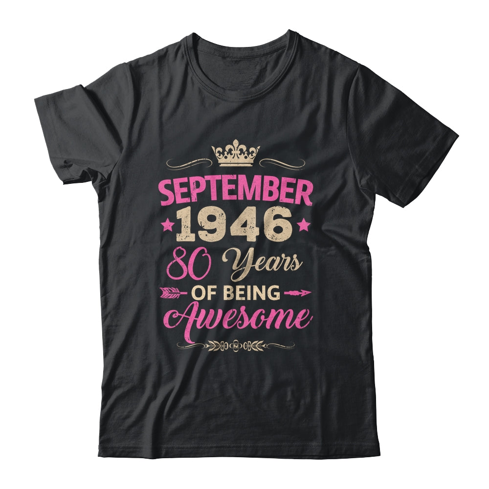 September 1946 80 Years Of Being Awesome Retro 80th Birthday Shirt & Tank Top | siriusteestore