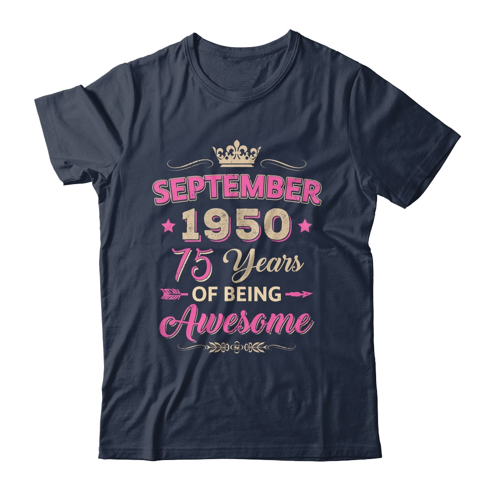 September 1950 75 Years Of Being Awesome Retro 75th Birthday Shirt & Tank Top | siriusteestore
