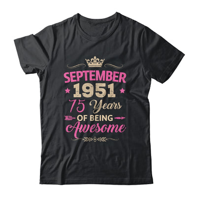 September 1951 75 Years Of Being Awesome Retro 75th Birthday Shirt & Tank Top | siriusteestore