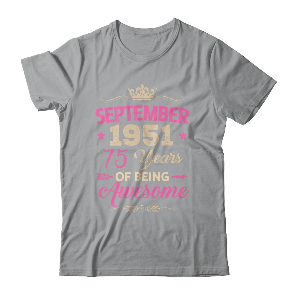 September 1951 75 Years Of Being Awesome Retro 75th Birthday Shirt & Tank Top | siriusteestore