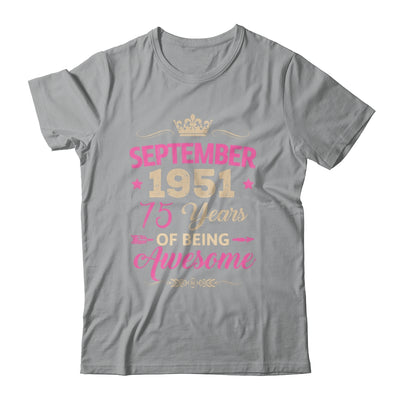 September 1951 75 Years Of Being Awesome Retro 75th Birthday Shirt & Tank Top | siriusteestore