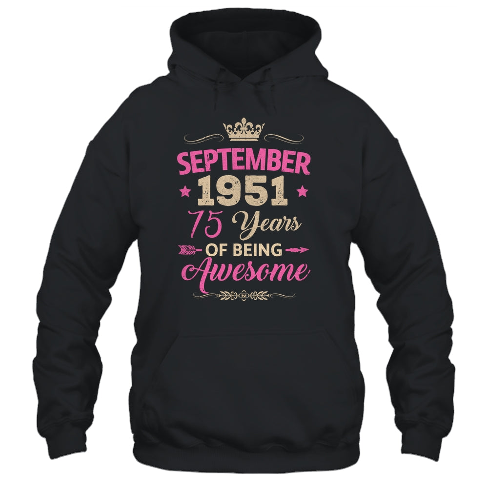September 1951 75 Years Of Being Awesome Retro 75th Birthday Shirt & Tank Top | siriusteestore