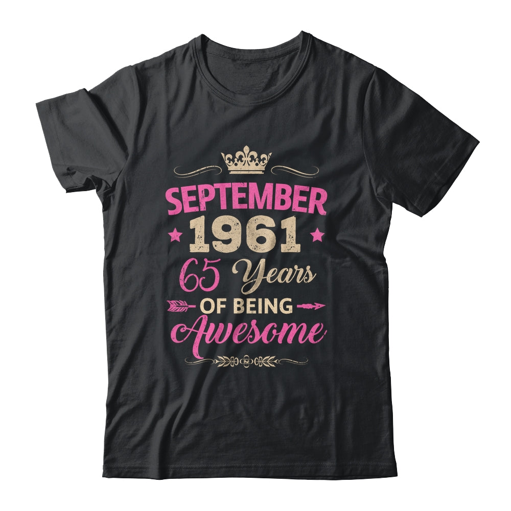September 1961 65 Years Of Being Awesome Retro 65th Birthday Shirt & Tank Top | siriusteestore