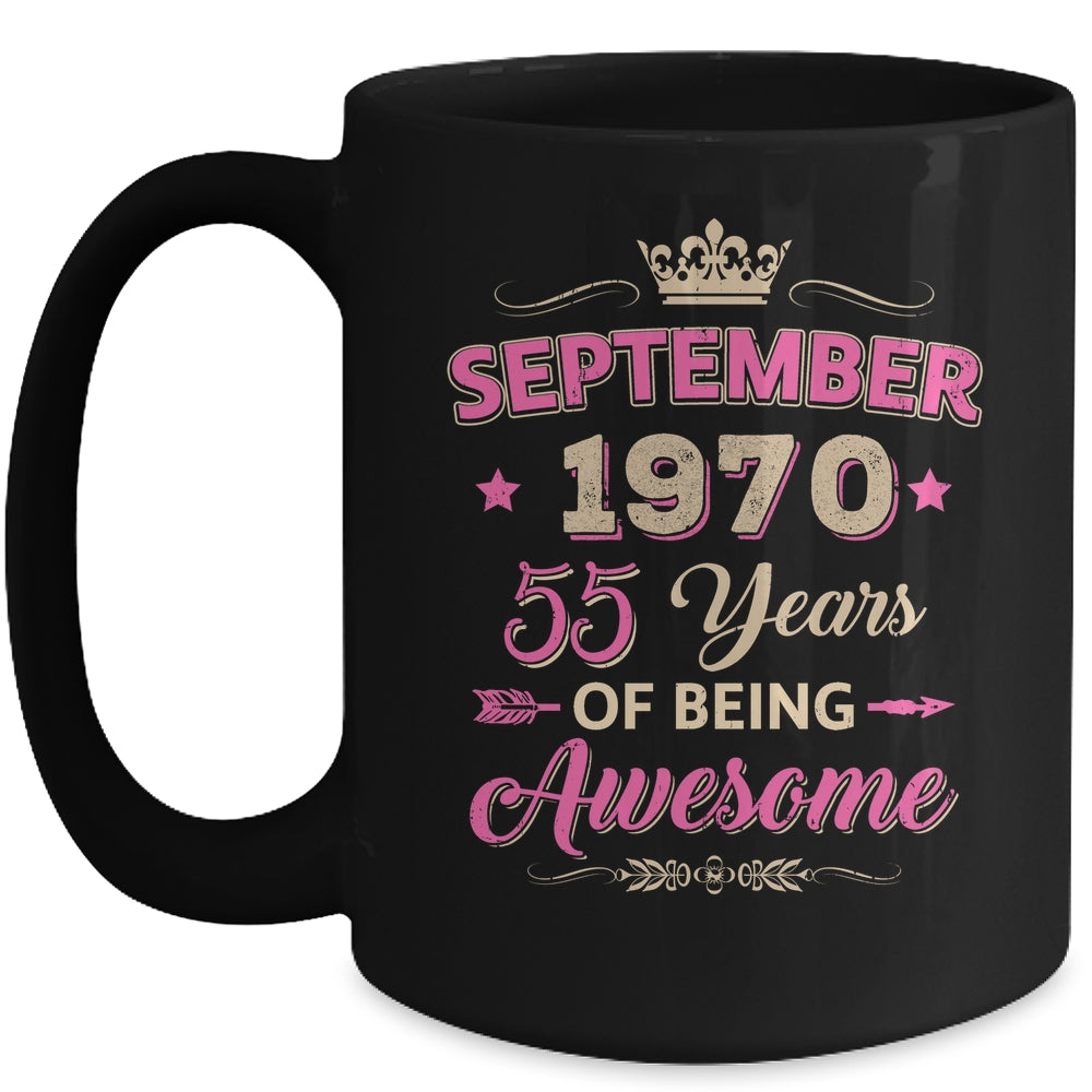 September 1970 55 Years Of Being Awesome Retro 55th Birthday Mug | siriusteestore