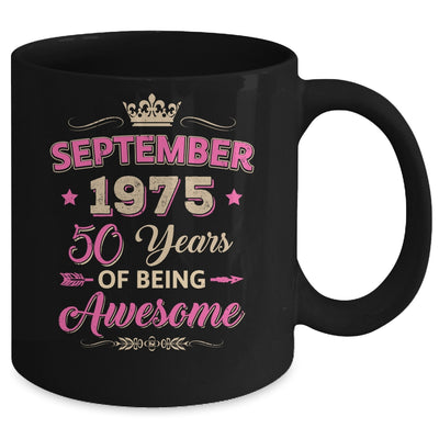 September 1975 50 Years Of Being Awesome Retro 50th Birthday Mug | siriusteestore