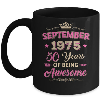 September 1975 50 Years Of Being Awesome Retro 50th Birthday Mug | siriusteestore