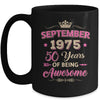 September 1975 50 Years Of Being Awesome Retro 50th Birthday Mug | siriusteestore
