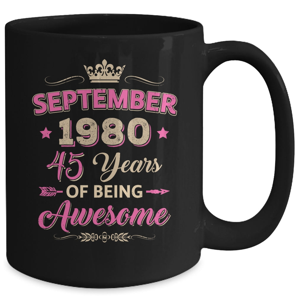 September 1980 45 Years Of Being Awesome Retro 45th Birthday Mug | siriusteestore