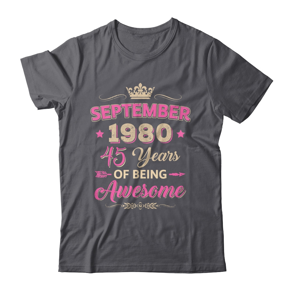 September 1980 45 Years Of Being Awesome Retro 45th Birthday Shirt & Tank Top | siriusteestore