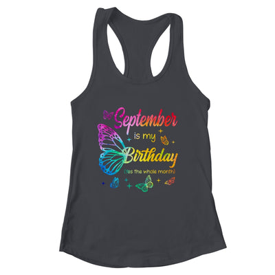 September Birthday For Women Girls Butterfly Tie Dye Theme Shirt & Tank Top | siriusteestore