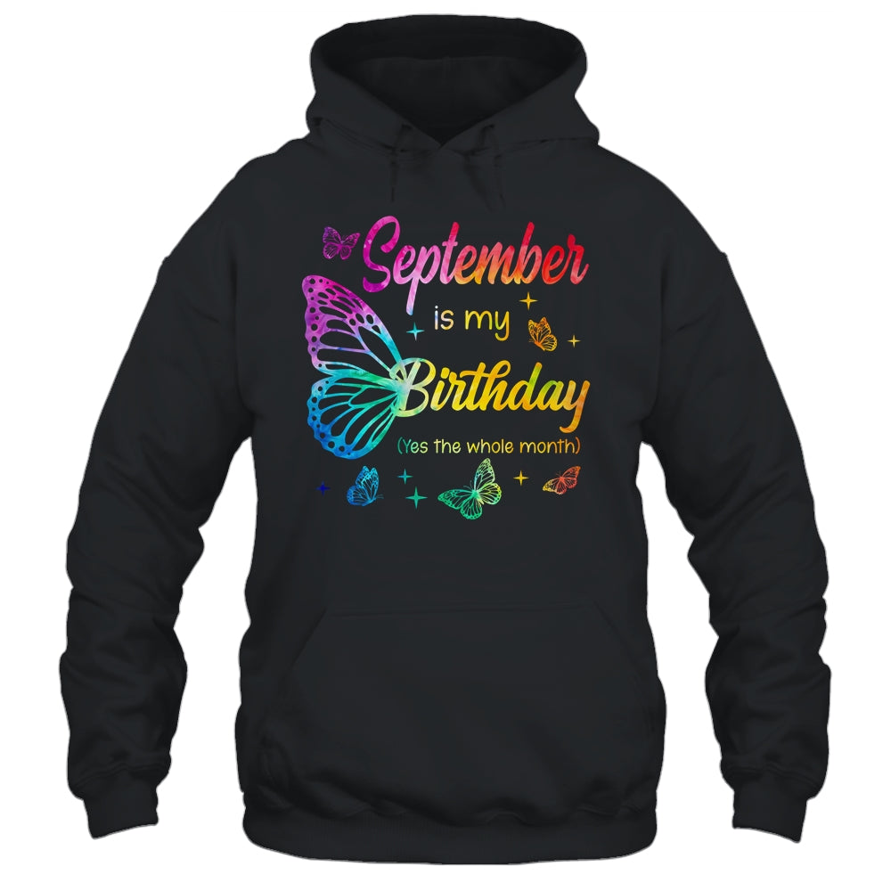 September Birthday For Women Girls Butterfly Tie Dye Theme Shirt & Tank Top | siriusteestore