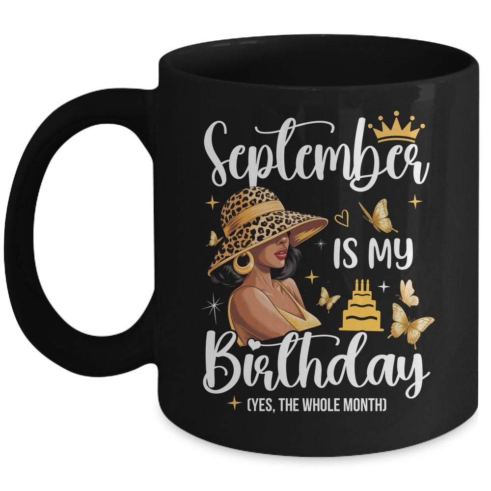 September Is My Birthday African American Woman Birthday Queen Mug | siriusteestore