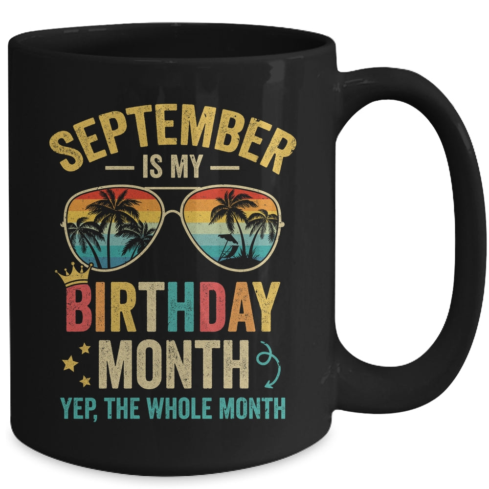 September Is My Birthday Retro Sunglasses Funny Birthday Mug | siriusteestore