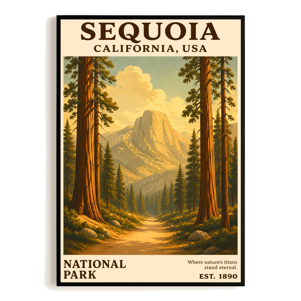Sequoia National Park California Travel Gift Poster Vintage Forest Landscape Wall Art Print Nature Lovers Souvenir Home Office Living Room Bedroom Decor Unframed | siriusteestore