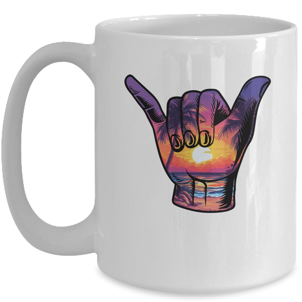 Shaka Hand Sign Aloha Surfing Surf Summer Vacation Beach Mug | siriusteestore