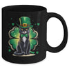 Shamrock Cat Black St Patricks Day Irish Cat Lovers Mug | siriusteestore