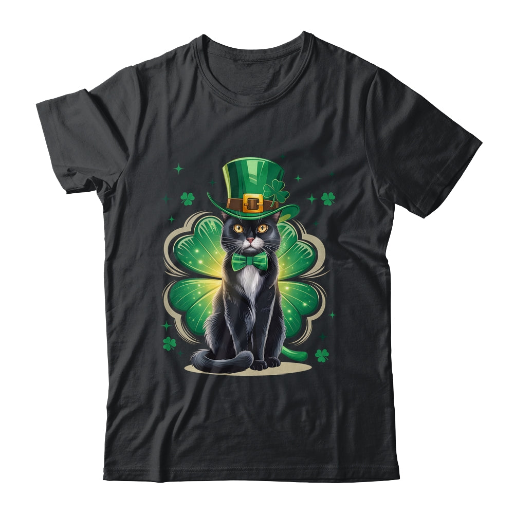 Shamrock Cat Black St Patricks Day Irish Cat Lovers Shirt & Hoodie | siriusteestore