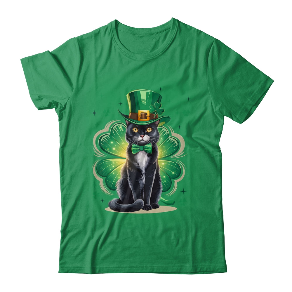 Shamrock Cat Black St Patricks Day Irish Cat Lovers Shirt & Hoodie | siriusteestore