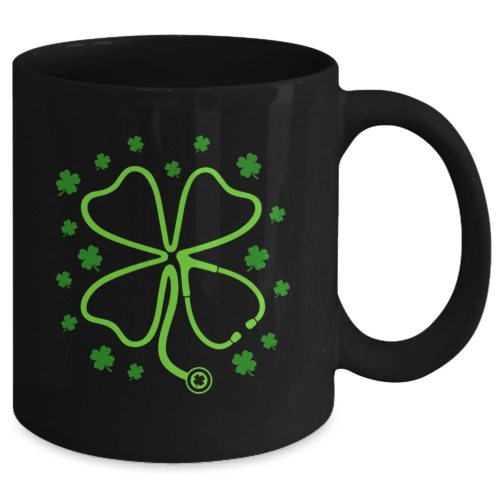 Shamrock Stethoscope Scrub Nurse St Patricks Day RN Women Mug | siriusteestore