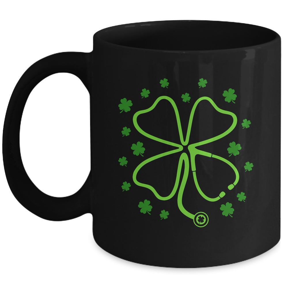 Shamrock Stethoscope Scrub Nurse St Patricks Day RN Women Mug | siriusteestore