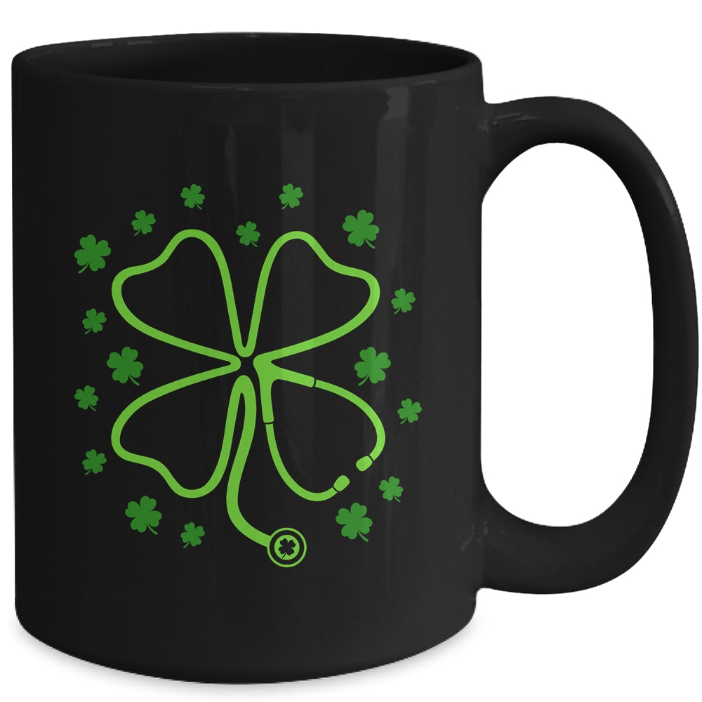 Shamrock Stethoscope Scrub Nurse St Patricks Day RN Women Mug | siriusteestore