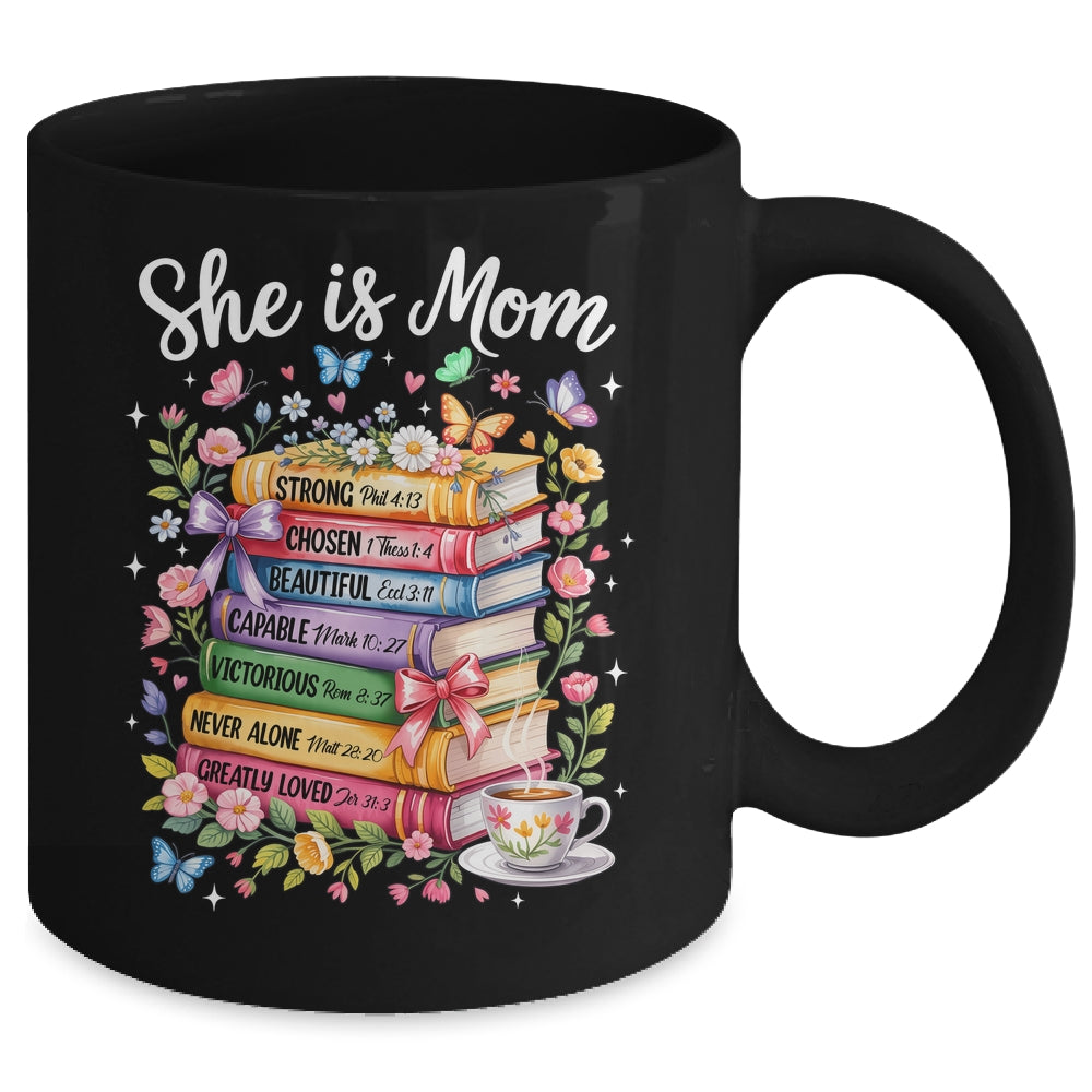 She Is Mom Christian Mama Bible Verse Mother's Day Women Mug | siriusteestore