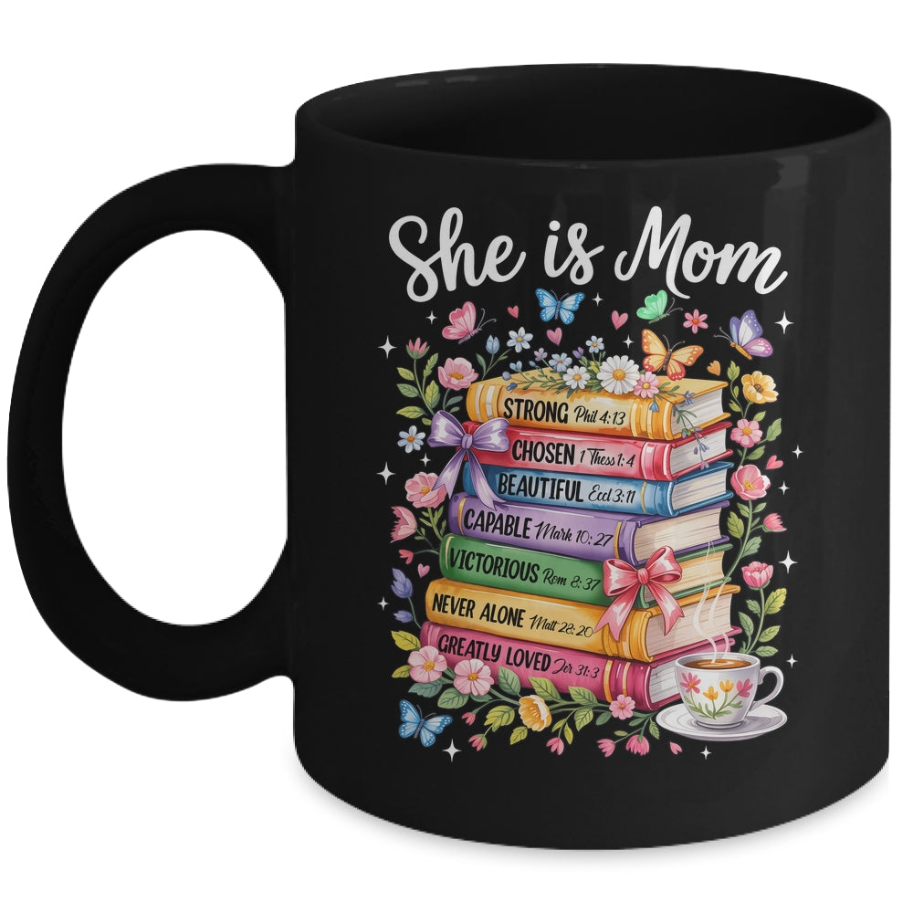 She Is Mom Christian Mama Bible Verse Mother's Day Women Mug | siriusteestore
