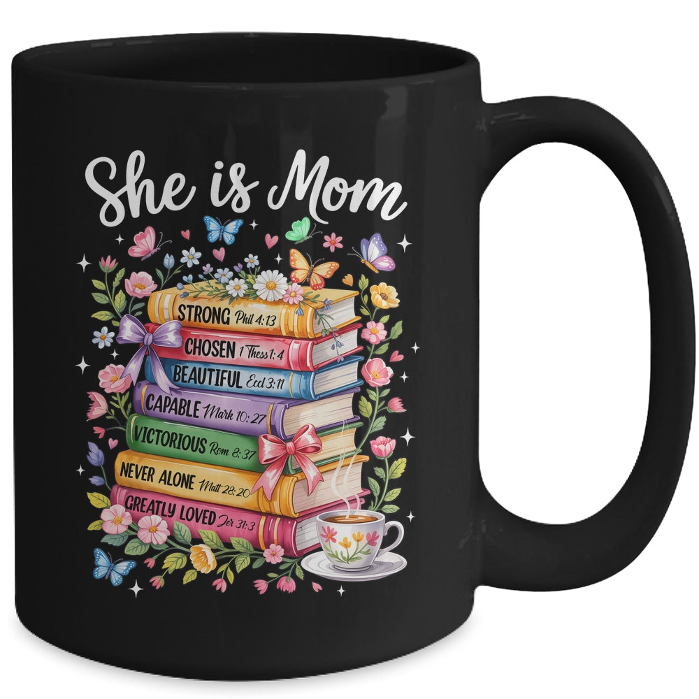 She Is Mom Christian Mama Bible Verse Mother's Day Women Mug | siriusteestore