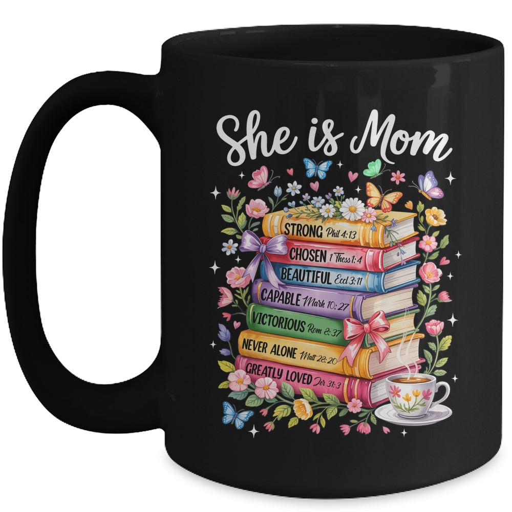 She Is Mom Christian Mama Bible Verse Mother's Day Women Mug | siriusteestore