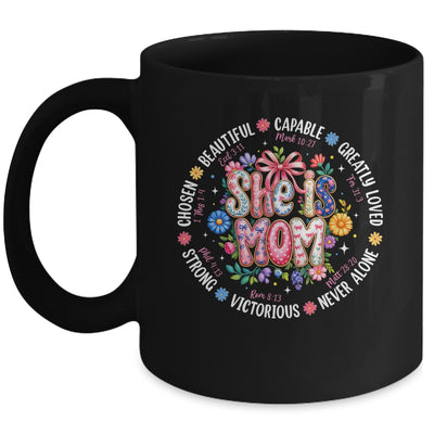 She Is Mom Christian Mom Coquette Faith Bible Mothers Day Mug | siriusteestore