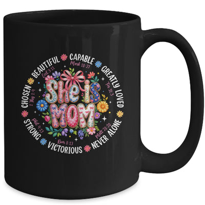She Is Mom Christian Mom Coquette Faith Bible Mothers Day Mug | siriusteestore
