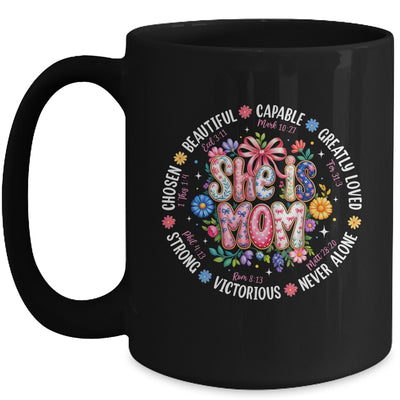 She Is Mom Christian Mom Coquette Faith Bible Mothers Day Mug | siriusteestore
