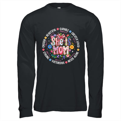 She Is Mom Christian Mom Coquette Faith Bible Mothers Day Shirt & Hoodie | siriusteestore