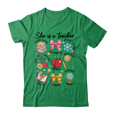 She Is Teacher Mom Christian Bible Verses Floral Mothers Day Shirt & Sweatshirt | siriusteestore