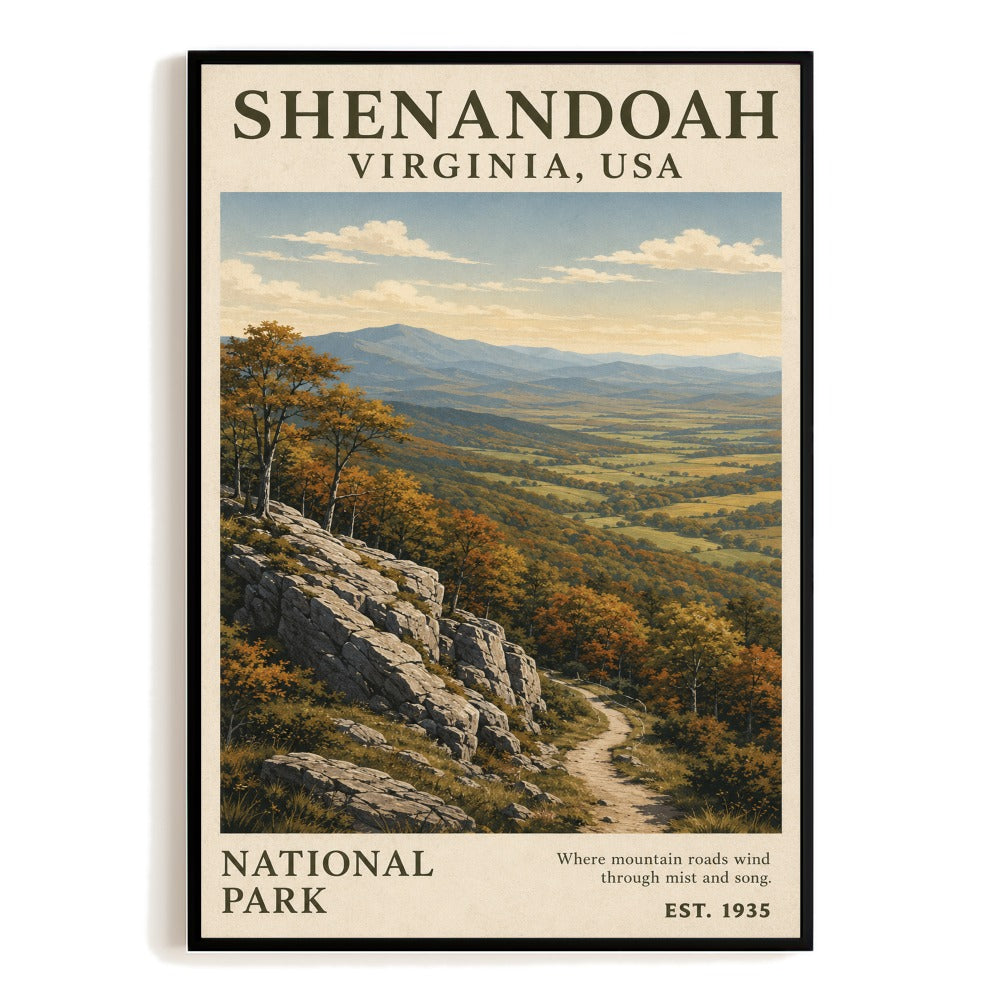 Shenandoah National Park Virginia Gifts Travel Poster Vintage Landscape Decor For Nature Lovers Hiking Adventure Souvenir Ideal For Home Living Room Office Unframed | siriusteestore