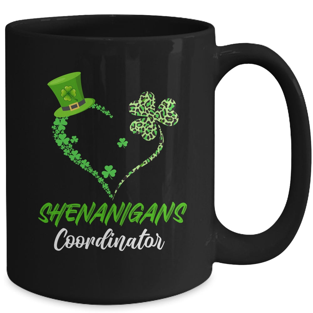 Shenanigans Coordinator Green Heart Shamrock St Patricks Day Mug | siriusteestore