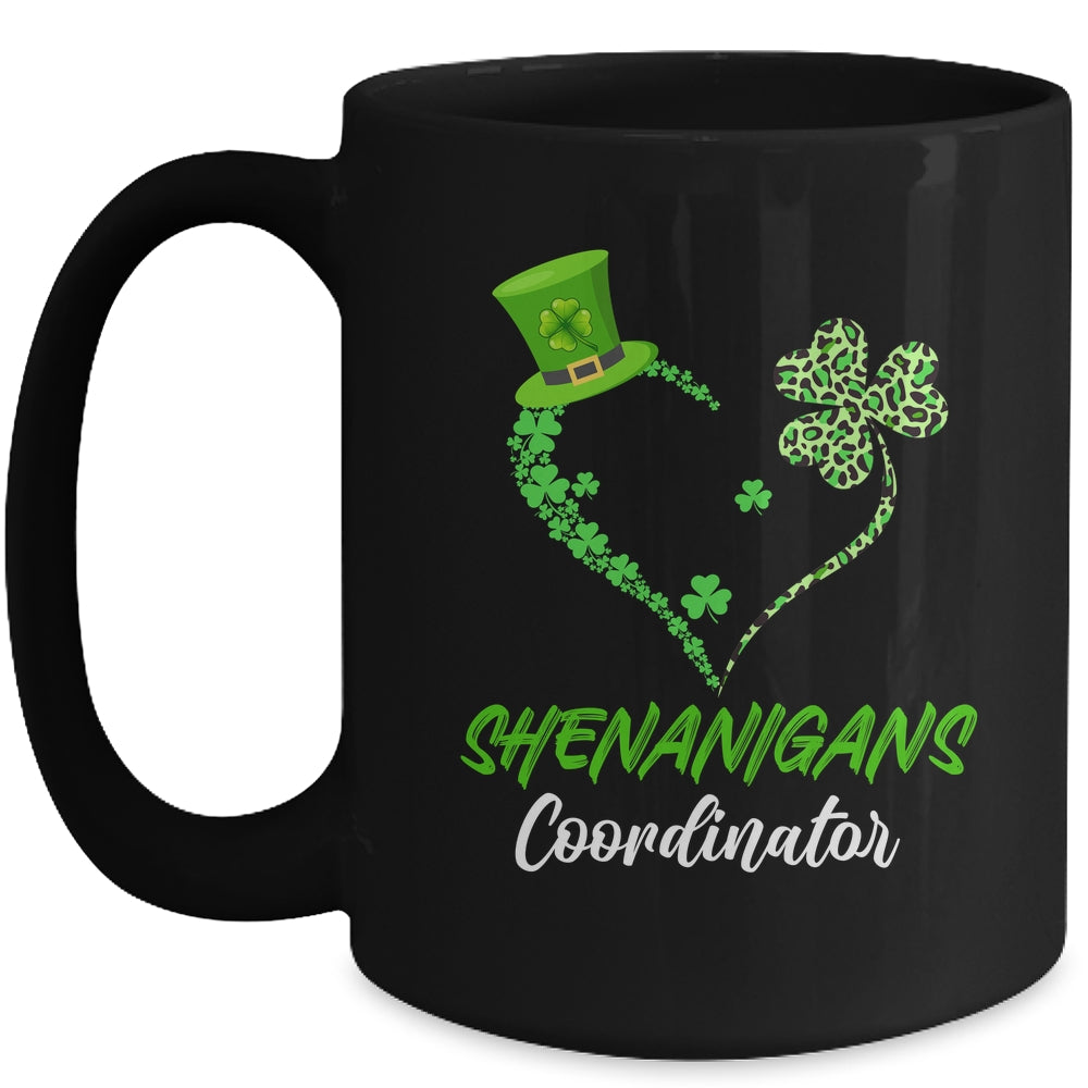 Shenanigans Coordinator Green Heart Shamrock St Patricks Day Mug | siriusteestore