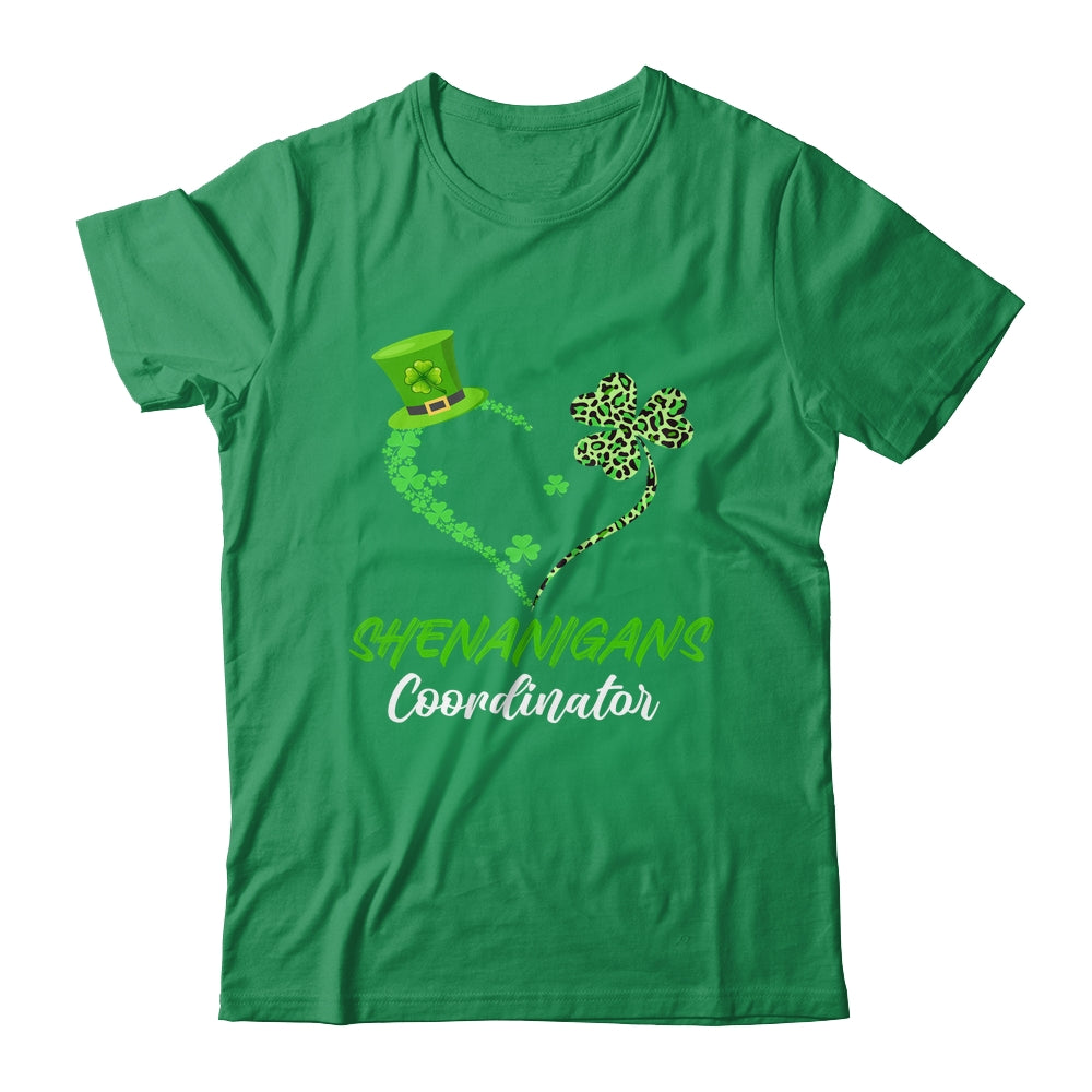 Shenanigans Coordinator Green Heart Shamrock St Patricks Day Shirt & Hoodie | siriusteestore