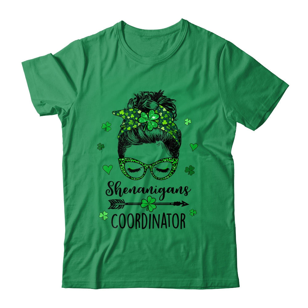 Shenanigans Coordinator Messy Bun St Patricks Day For Women Shirt & Hoodie | siriusteestore