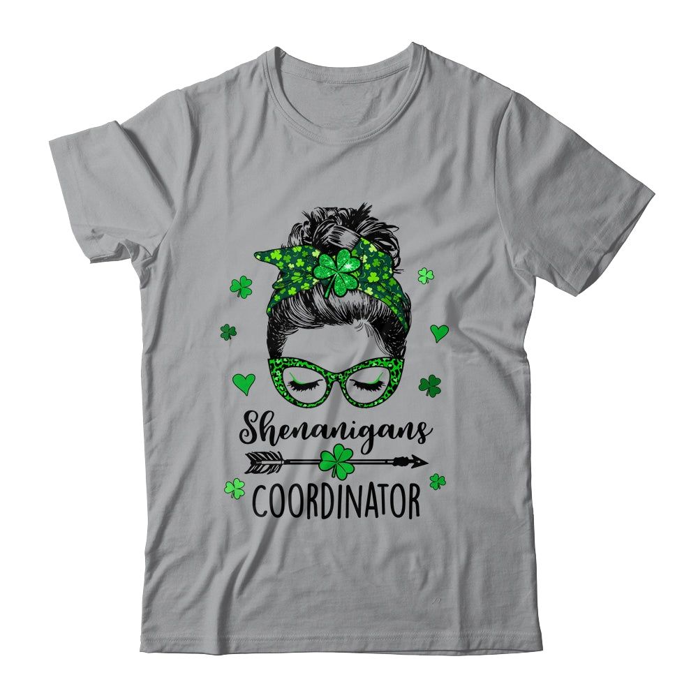 Shenanigans Coordinator Messy Bun St Patricks Day For Women Shirt & Hoodie | siriusteestore