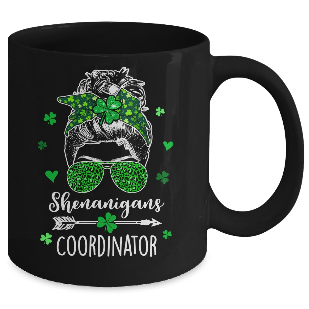 Shenanigans Coordinator Messy Bun St Patricks Day Party Mug | siriusteestore