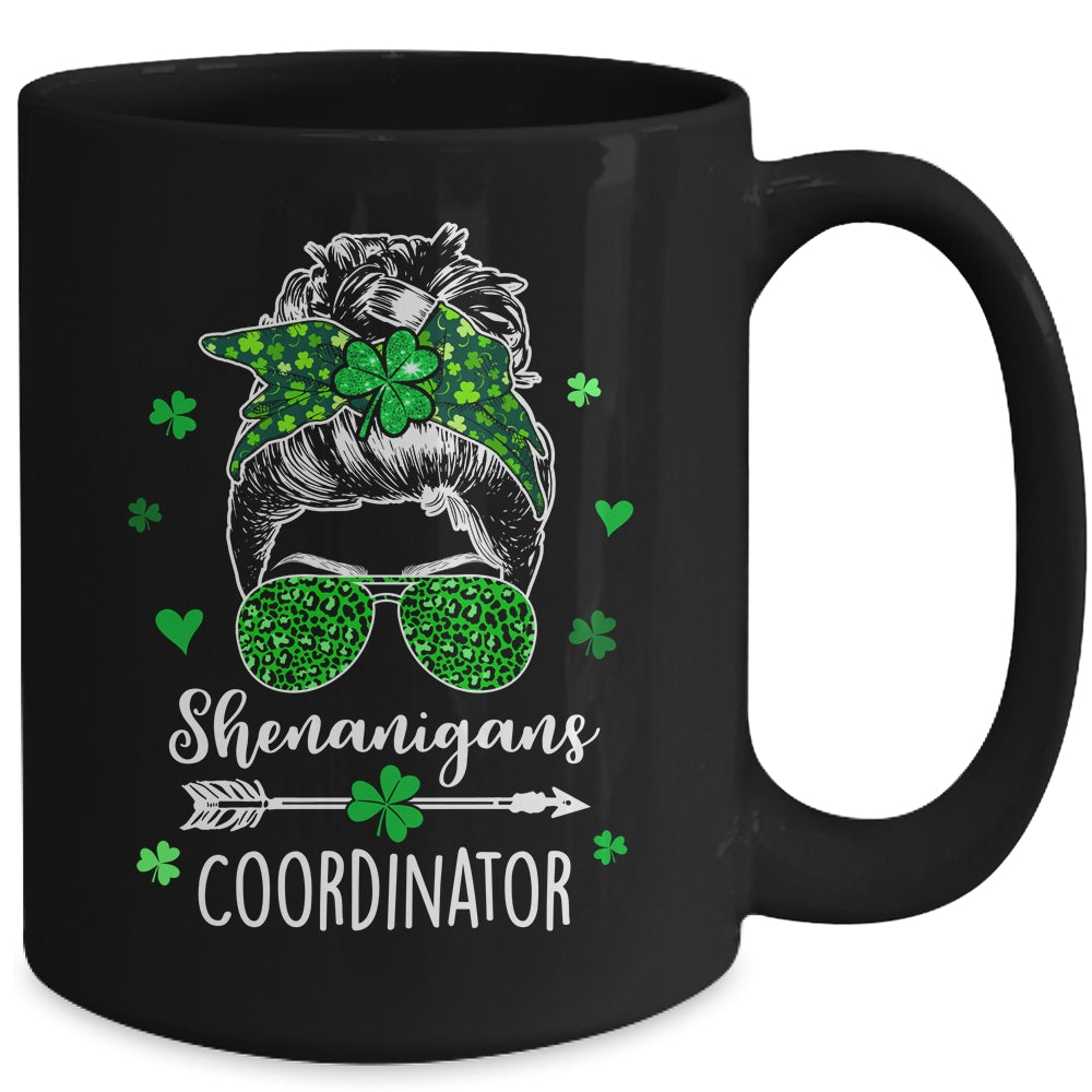 Shenanigans Coordinator Messy Bun St Patricks Day Party Mug | siriusteestore
