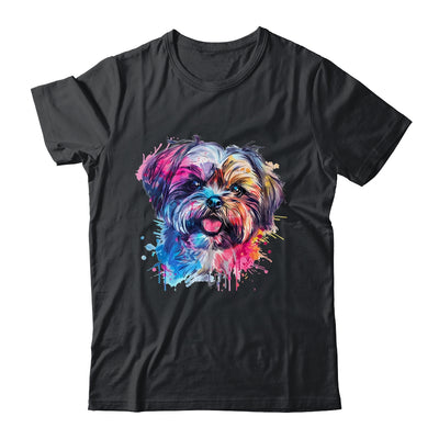 Shih Tzu Mom Lover Puppy Dog Watercolor Tie Dye Painting Shirt & Tank Top | siriusteestore